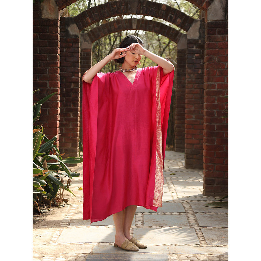 WeaverStory Hot Pink Handloom Kaftan Dress