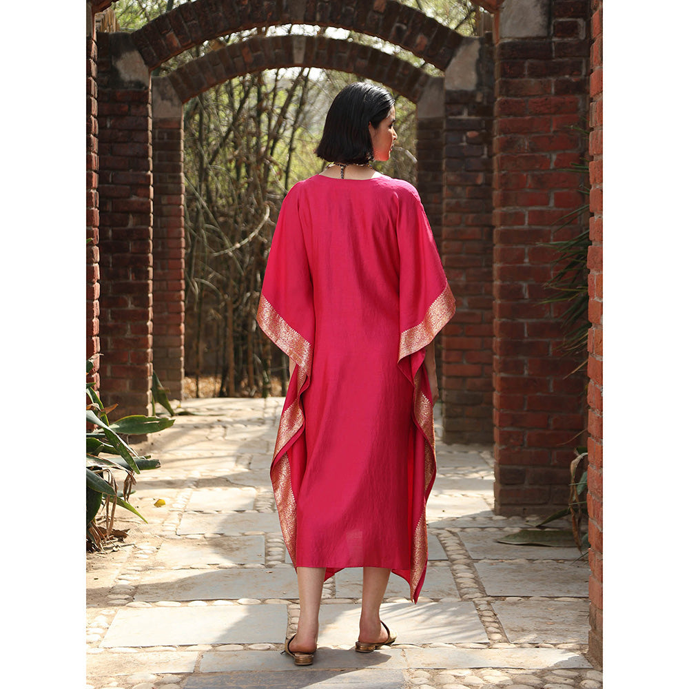 WeaverStory Hot Pink Handloom Kaftan Dress