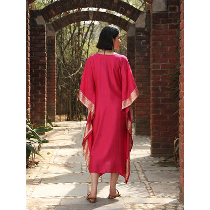 WeaverStory Hot Pink Handloom Kaftan Dress