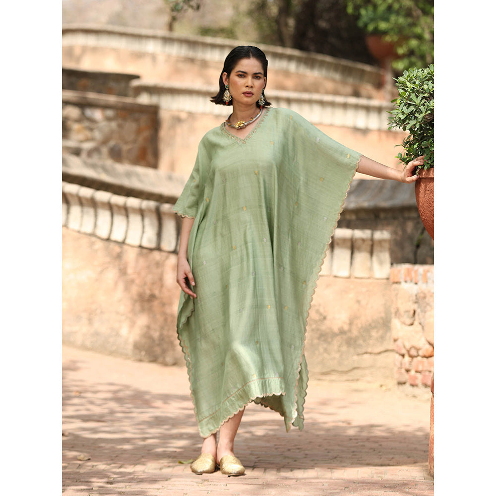 WeaverStory Light Green Embroidery Kaftan
