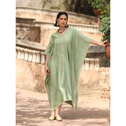 WeaverStory Light Green Embroidery Kaftan