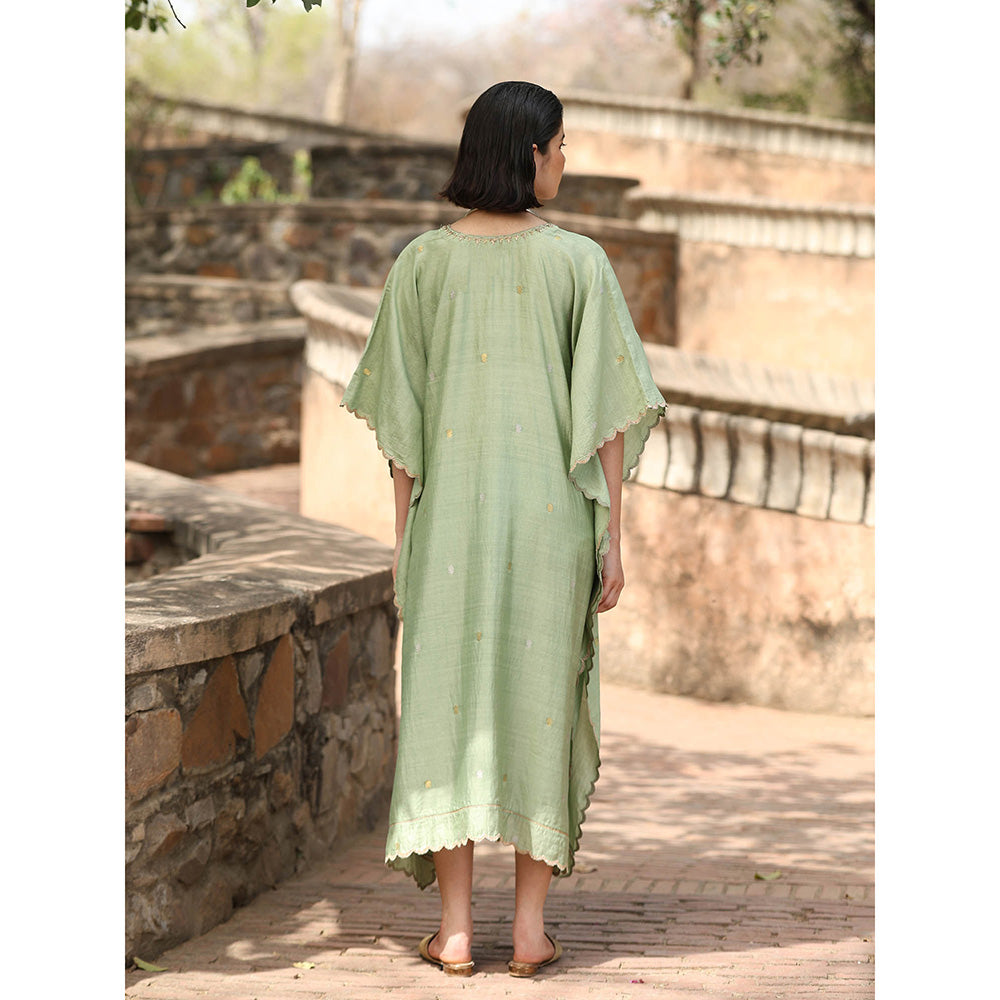 WeaverStory Light Green Embroidery Kaftan