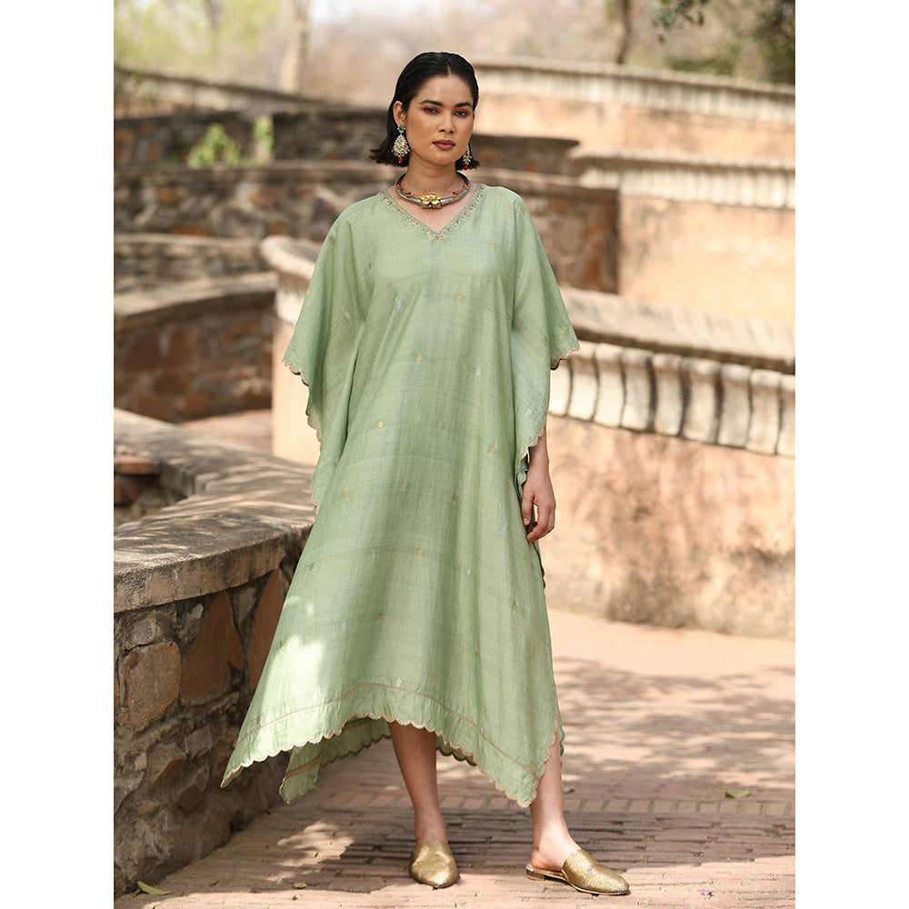 WeaverStory Light Green Embroidery Kaftan
