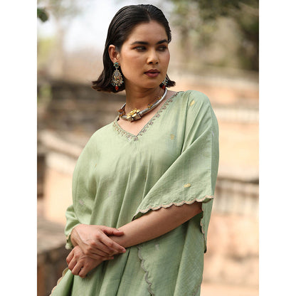 WeaverStory Light Green Embroidery Kaftan