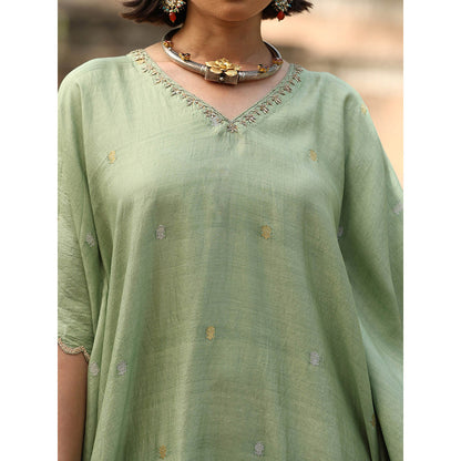 WeaverStory Light Green Embroidery Kaftan