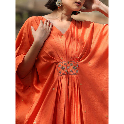 WeaverStory Handloom Orange Kaftan Dress