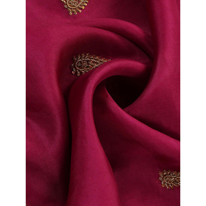 WeaverStory Pink Embroidered Zardozi Borders Dupatta