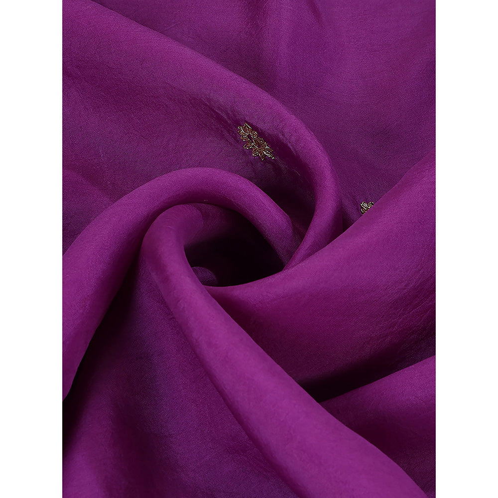 WeaverStory Purple Embroidered Zardozi Work Dupatta