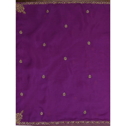WeaverStory Purple Embroidered Zardozi Work Dupatta