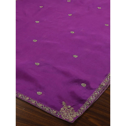 WeaverStory Purple Embroidered Zardozi Work Dupatta