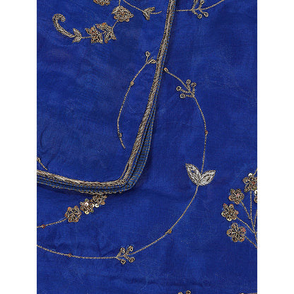 WeaverStory Blue Embroidered Zardozi Work Dupatta
