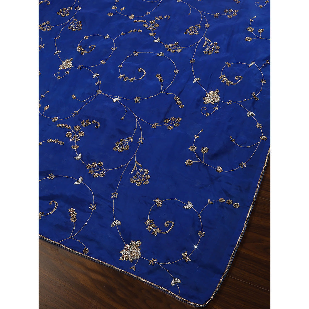 WeaverStory Blue Embroidered Zardozi Work Dupatta