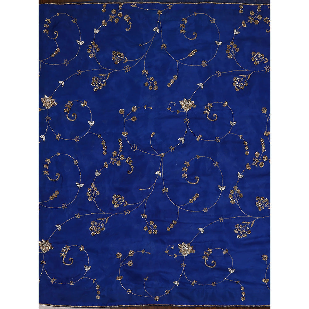 WeaverStory Blue Embroidered Zardozi Work Dupatta