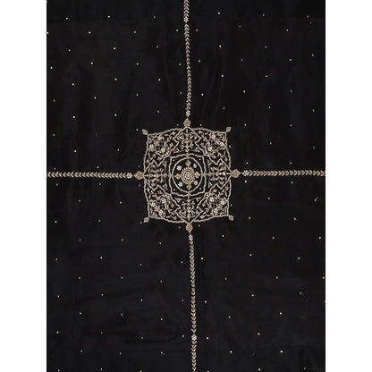 WeaverStory Black Embroidered Zardozi Dupatta