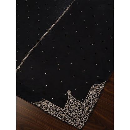 WeaverStory Black Embroidered Zardozi Dupatta