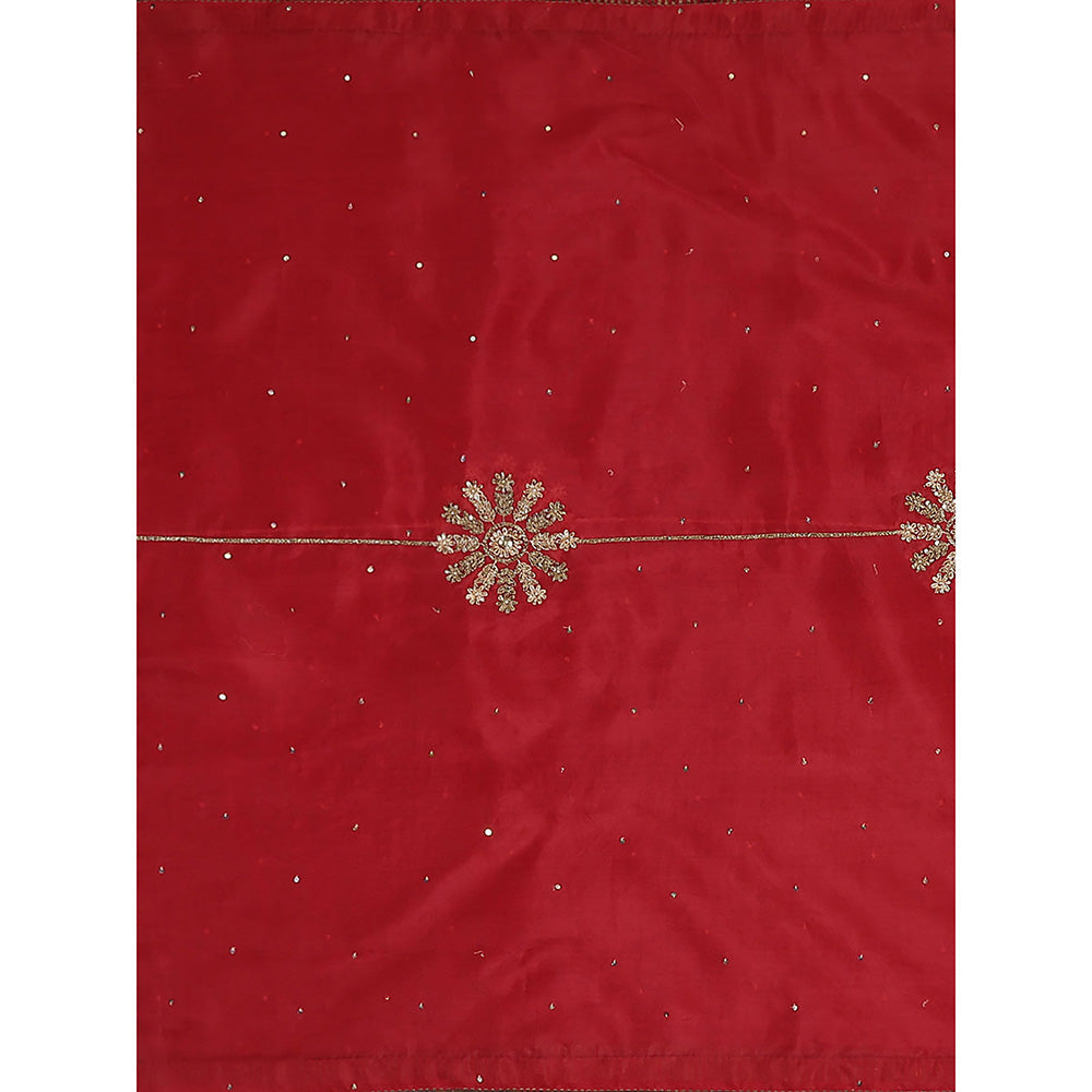 WeaverStory Red Embroidered Zardozi Dupatta