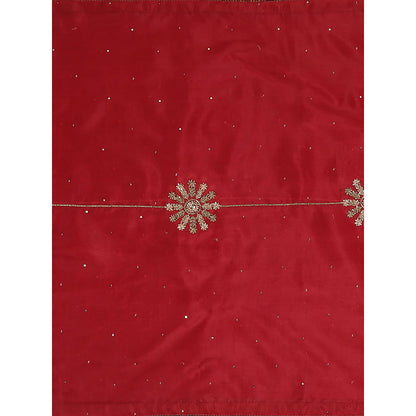 WeaverStory Red Embroidered Zardozi Dupatta