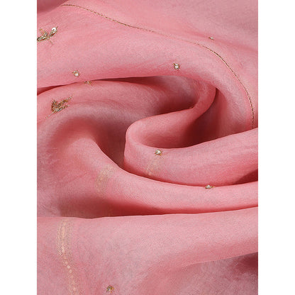 WeaverStory Pink Zardozi Dupatta