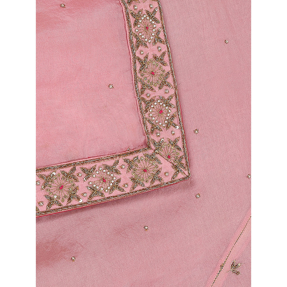 WeaverStory Pink Zardozi Dupatta