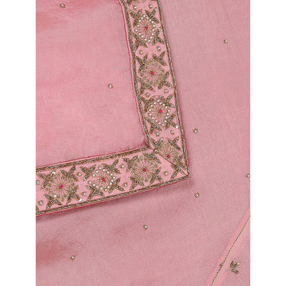 WeaverStory Pink Zardozi Dupatta