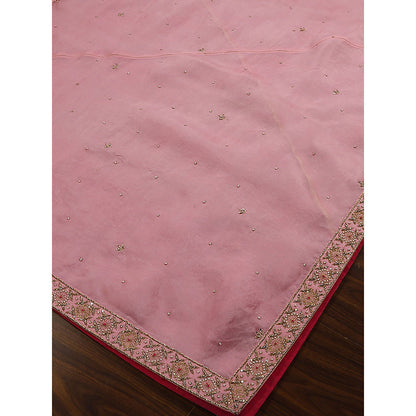 WeaverStory Pink Zardozi Dupatta