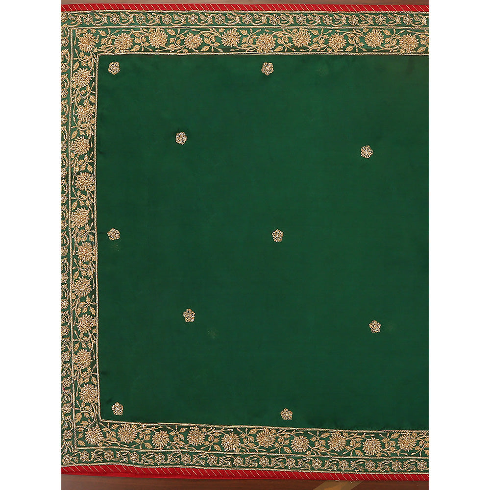 WeaverStory Deep Green Embroidered Dupatta