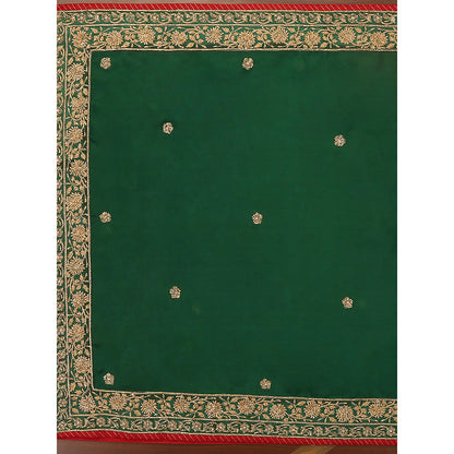 WeaverStory Deep Green Embroidered Dupatta