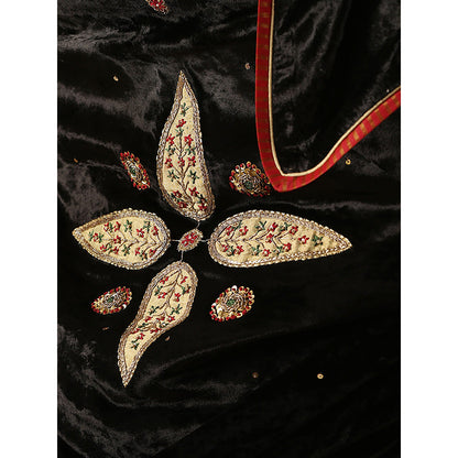 WeaverStory Black Embroidered Zardozi Dupatta