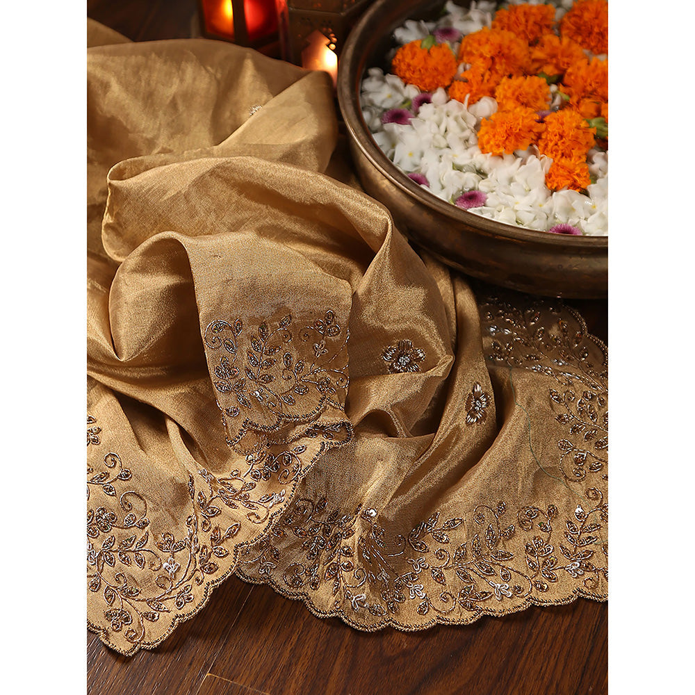 WeaverStory Gold Embroidery Dupatta