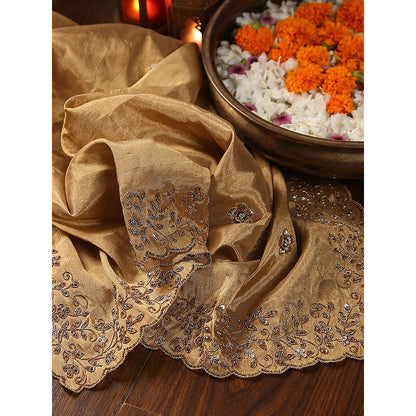 WeaverStory Gold Embroidery Dupatta