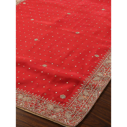 WeaverStory Red Embroidery Dupatta