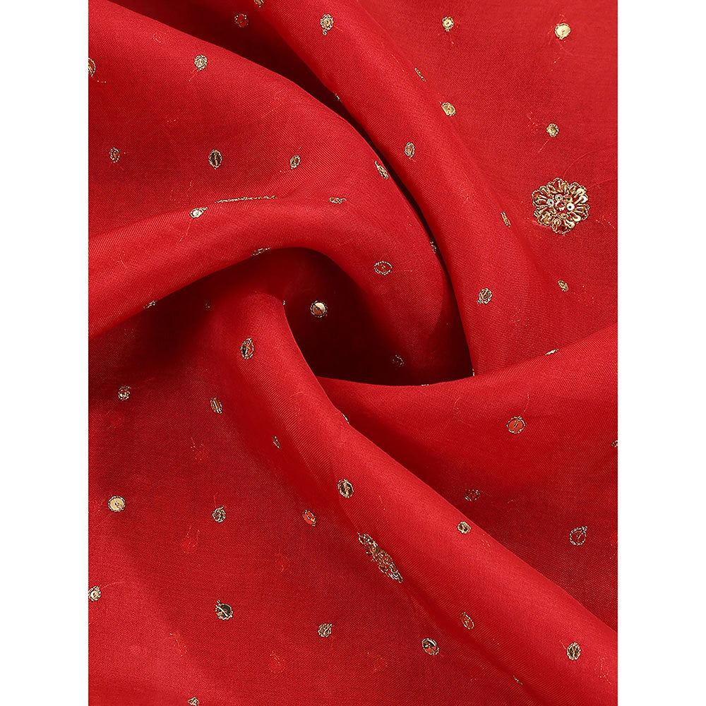 WeaverStory Red Embroidery Dupatta