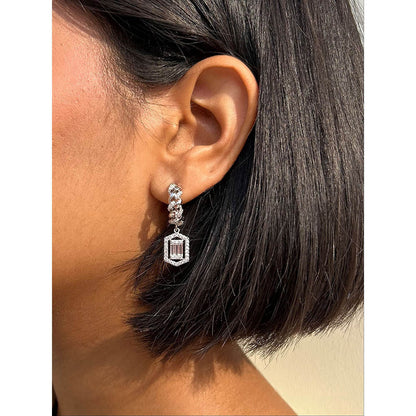 WRAPGAME INDIA Cuban and Baguette Drop Rasvata Earrings