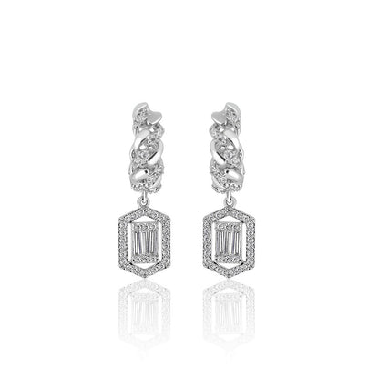 WRAPGAME INDIA Cuban and Baguette Drop Rasvata Earrings
