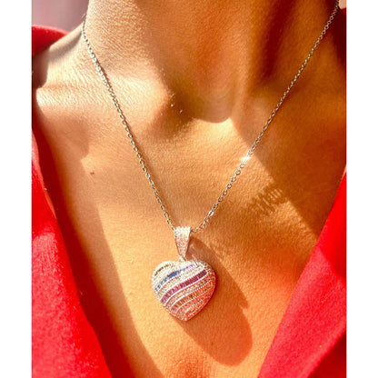 WRAPGAME INDIA Multi-Color Iced Heart Pendant Chain