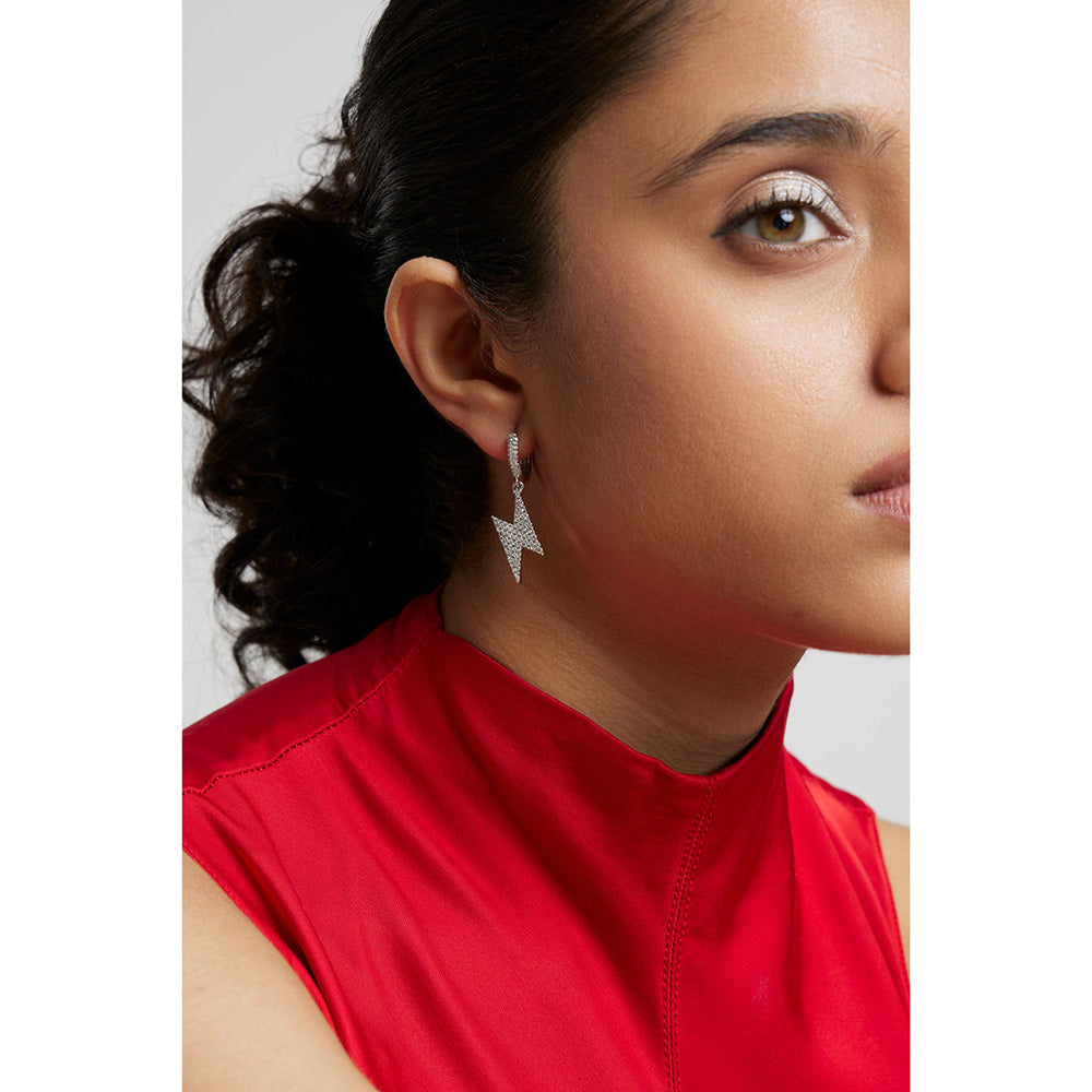 WRAPGAME INDIA White Stone Flash Earrings