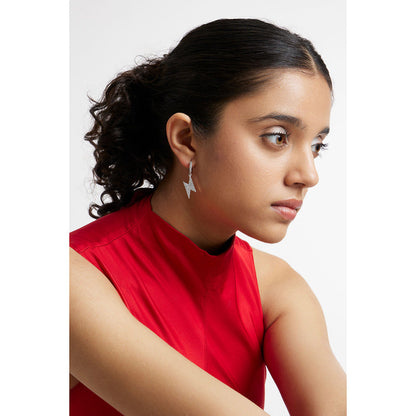 WRAPGAME INDIA White Stone Flash Earrings