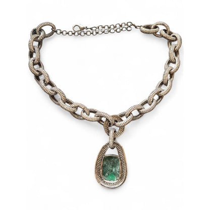 WRAPGAME INDIA Bling Link Chain With Green Doublet Stone - Green
