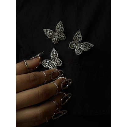 WRAPGAME INDIA Baguette Butterfly Brooch - Silver
