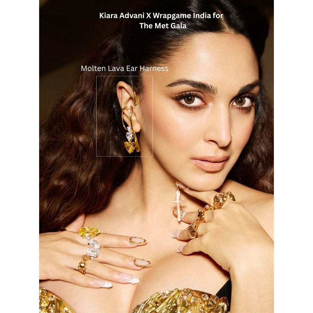 WRAPGAME INDIA Molten Lava Ear Cuffs - Gold