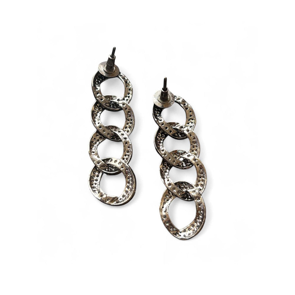 WRAPGAME INDIA Quad Cuban Link Earrings - White