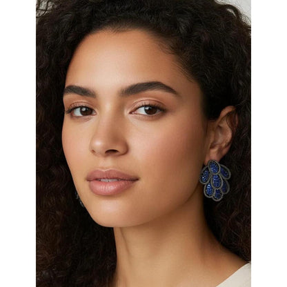 WRAPGAME INDIA Dark Prism Blue Petals Earring