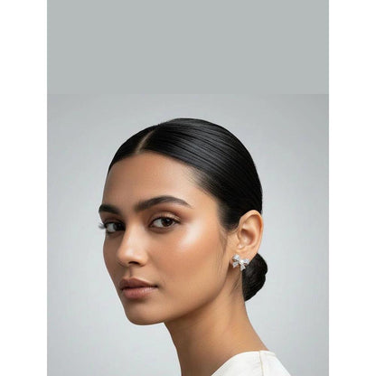 WRAPGAME INDIA Iced Bow Pearl Stud Earring