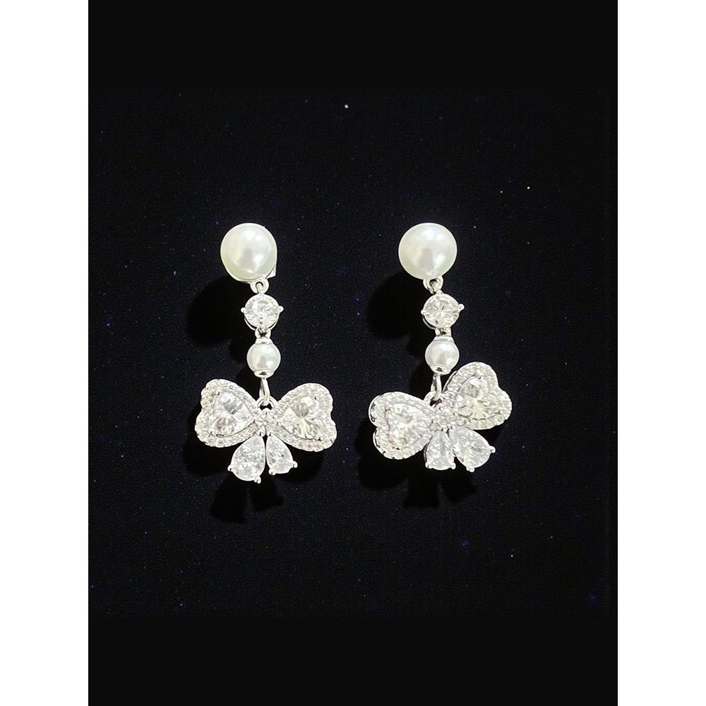WRAPGAME INDIA Pearl Diamonte Bow Earring