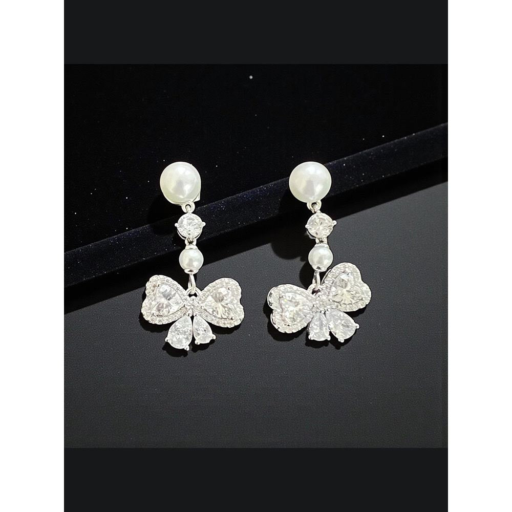 WRAPGAME INDIA Pearl Diamonte Bow Earring