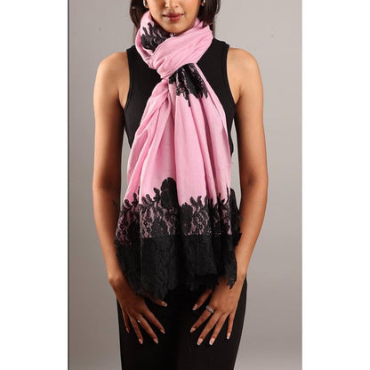 Wrapture By Suzanne Rosellee Lace In Pink And Black Shawl