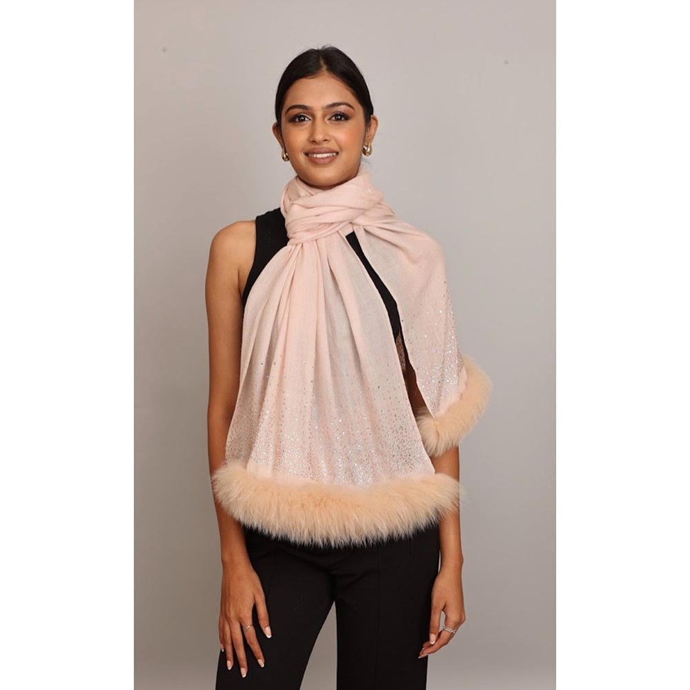 Wrapture By Suzanne Fur And Crystal In Pink Shawl