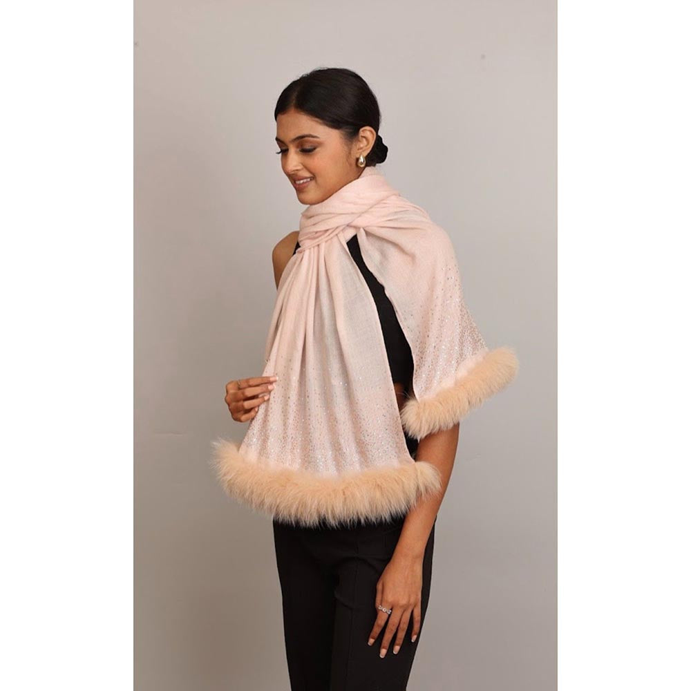 Wrapture By Suzanne Fur And Crystal In Pink Shawl