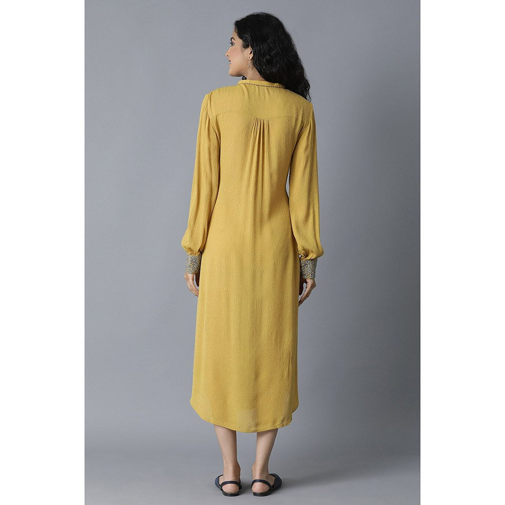 W Yellow Embroidered Midi Dress