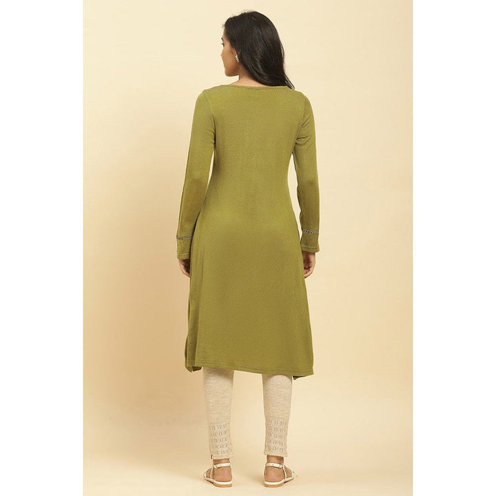 W Green Embroidered Kurta & Tight (Set of 2)